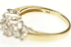 14K Yellow Gold Diamond Cluster Baguette Accent Engagement Ring