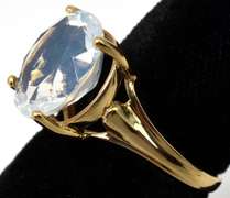 Vintage Yellow Gold Ring with a Large Glass Crystal