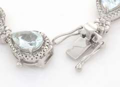 Very Handsome Aquamarine & Diamond Bracelet in Sterling Silver