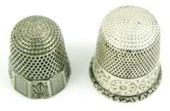 2 Excellent Antique Sterling Silver Thimbles