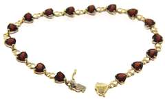 Stunning Yellow Gold Garnet Heart Bracelet