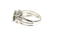 14K White Gold Oval Syn. Alexandrite Diamond Halo Engagement Ring