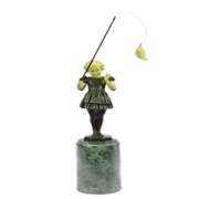 Little Girl Fishing Bronze Sculpture