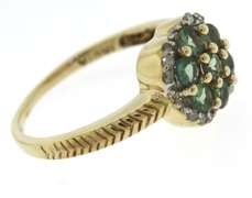 Green Topaz Cluster & Diamond Accent Ring