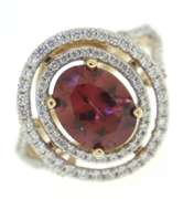 Lustrous Tourmaline w Diamond Double Halo Ring