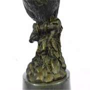 Bird Genuine Bronze Statue on Marble Base Sculpture