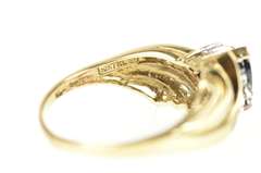 10K Yellow Gold Marquise Sapphire Diamond Bypass Engagement Ring