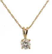 Classic 14kt YG Round Diamond Solitare Necklace