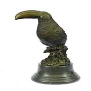 Bird Genuine Bronze Statue on Marble Base Sculpture