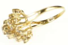 14K Yellow Gold 1.78 Ctw Wavy Diamond Cluster Cocktail Ring