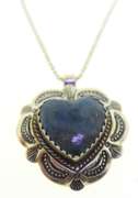 Serling Silver Blue Gemstone Heart Shaped Necklace