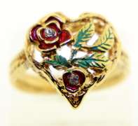 Vintage 14KT gold Red Rose Ring