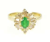 14K Yellow Gold 0.98 Ctw Oval Emerald Diamond Engagement Ring