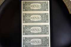 Uncut sheet of 4 One dollar bills A series  2003