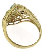 Nice Marquise Aquamarine & Diamond Accent Filagree Ring