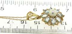 Favorite Pearl & Aquamarine Flower Pendant on Chain