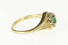 14K Yellow Gold 0.25 Ctw Emerald Diamond Halo Engagement Ring