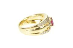 14K Yellow Gold 1.10 Ctw Natural Ruby Diamond Engagement Ring