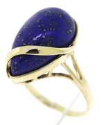 Great Yellow Gold Pear Lapis Ring