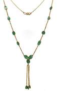 Vintage Emerald Bezel Set Tassle Necklace