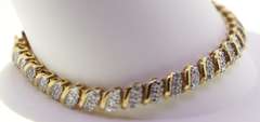 Yellow Gold & Crystal S Curl Block Bracelet