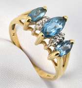 Blue Topaz Pyramid Style Ring