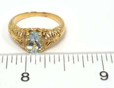 Intricate Aquamarine Ring in 14KT Yellow Gold