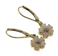 Simple Opal & Diamond Accent Flower Earrings