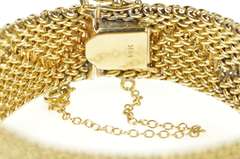 14K Yellow Gold 0.72 Ctw Diamond Zig Zag Mesh Rounded Chain Bracelet