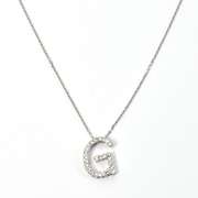 G Initial Pendant Necklace with Diamonds in 14K WG