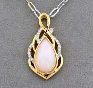 Elegant Opal & Diamond Necklace in Vermeil