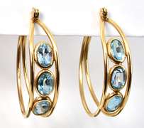 Nice Blue Topaz Hoop Earrings
