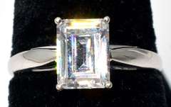 Emerald Cut CZ Ring in White Gold