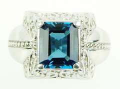 Vibrant London Blue Topaz Sterling Ring, 12.25