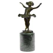 Classy Girl Ballerina Bronze Statue on Marble Base Sculpture