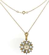 Favorite Pearl & Aquamarine Flower Pendant on Chain