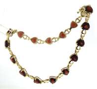 Stunning Yellow Gold Garnet Heart Bracelet