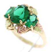 Fancy Green CZ Black Hills Gold Ring