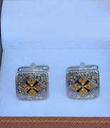Handsome Pair Jeweled Style Cufflinks By Carelli