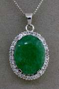 Fabulous 8.52CT Natural Emerald & Sapphire Necklace in Sterling Silver