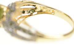 10K Yellow Gold Green Tourmaline Pave Green Diamond Ornate Ring
