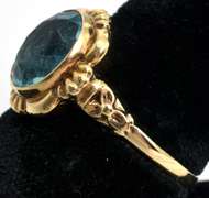 Vintage Blue Gemstone Ring in Gold