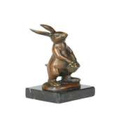 Cuddly Lil Lady Bunny With Flower Basket Bronze Sculpture