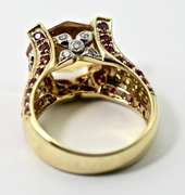Fabulous 14K Citrine, Ruby, & Diamond Ring
