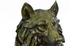 Wild Wolf Bronze Bust Sculpture