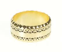 14K Yellow Gold 8.3mm Ornate Scalloped Pattern Wedding Band Ring