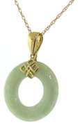 Jade Open Circle Necklace in 14kt