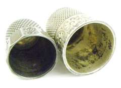 2 Excellent Antique Sterling Silver Thimbles