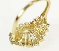 14K Yellow Gold Ornate Tri Colored Cubic Zirconia Oval Cocktail Ring