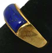 Awesome Lapis Bar Ring in 14KT Yellow Gold